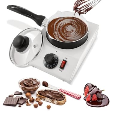 WICHEMI Chocolate Melting Pot Chocolate Tempering Machine Commercial Electric Chocolate Melter Fondue Pot for Chocolate, Butter, Cheese, Cream, Candy, Milk, Coffee, Desserts (Single Pot)
