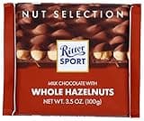 Ritter Sport Milk Chocolate With Whole Hazelnuts Bar, Natural, 3.5 Ounces (Pack Of 10)