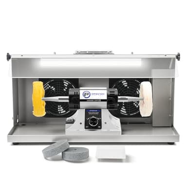 Jewelry Polisher - Adjustable Variable Speed Bench Buffer Polishing & Buffing Machine, Dental Buffer & Lathe - With Dust Collector Hood, Working Light & Filter for Jewelry, Silver and Metal Polishing