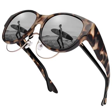 URUMQI Sunglasses Over Glasses Women, Polarized UV400 Protection Fit Over Glasses Sunglasses for Women Round Cat Eye