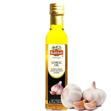 BASSO 1904 - Garlic Oil, Infused Premium Extra Virgin Olive Oil, 8.5 Fl Oz (250 ml), Cooking, Dipping, Dressing, and Tasting