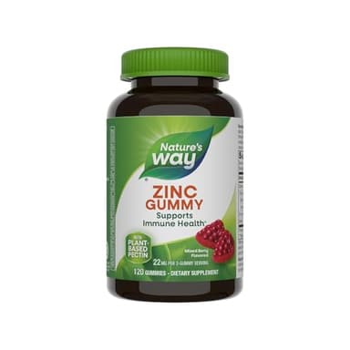 Nature's Way Zinc Gummies, Adult & Kids 9+ Immune Support Gummies*, 100% Daily Value per Serving, Mixed Berry Flavor, 120 Chews
