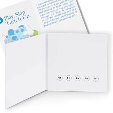 VoiceGift VoiceLP Digital MP3 and WAV Audio and Music Player, White | Audio Playing Greeting Card for Back to School Mixtapes, Playlists, Lectures, Study-Aid, Gifts, Student Projects & Custom Messages