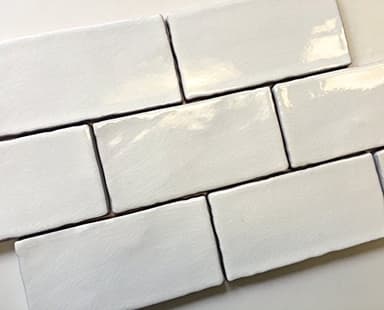 3x6 White Crackled Ceramic Tile Subway Backsplash Wall