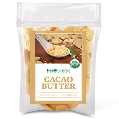 Healthworks Superfoods Organic Cacao Butter - 16 Oz / 1 Lb - USDA Certified Organic from Peru - Unrefined Non-Deodorized Cocoa - Sugar-Free, Keto, Vegan & Non-GMO - Antioxidant Superfood