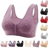 Front Closure Bras for Women Seamless Bra+ Daisy Bras for Older Women Front Closure No Underwire Senior Bra Cotton Supportive for Woman Brassiere for Elderly Womens Front Closure