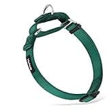 Hyhug Martingale Dog Collar Without Buckle: Anti Escape, No Slip Heavy - Duty Nylon, Colorfast & Adjustable for Medium Breeds（Medium, Solid Color Dark Green