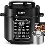 CARORI 9-in-1 Electric Pressure Cooker 6 Qt, Stainless Steel Inner Pot, Programmable 12 Multi-Function Cooker with Safe Vent Design, Rice Cook, Slow Cook, Sous Vide, Sauté, Warmer & Sterilizer, Black
