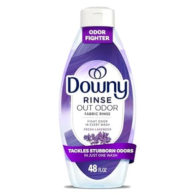 Downy RINSE & REFRESH Laundry Odor Remover and Fabric Softener, Fresh Lavender, 48 fl oz, Safe on ALL Fabrics, Gentle on Skin, HE Compatible