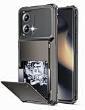 COOYA for Motorola Edge 2024 Case Wallet 5 Credit Card Holder Slot Flip Cover Anti-Slip Wallet Case Back Pocket Dual Layer Protective Hard Shell TPU Rubber Bumper for Moto Edge 2024 5G 6.6 Bronze