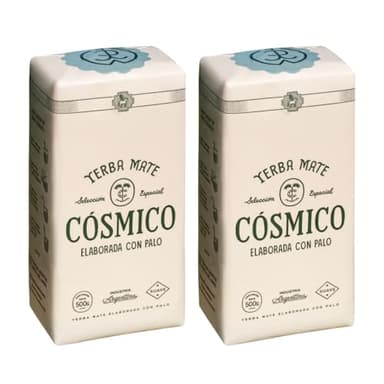 Yerba Mate COSMICO, 2.2 lb, 1 KILO (pack of 2), Premium Loose Leaf Argentine Tea, Gluten-Free, Large Leaf Low Dust Brew, Clean Energy