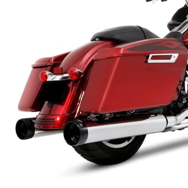 500-0185 Rinehart Racing DBX45 4.5" Chrome Slip-On Mufflers with Black Tradition End Caps for 2017-Newer Harley Touring Models