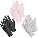 Bokon 3 Pairs Summer Sun Gloves for Women UV Protection Driving Gloves Full Finger Touchscreen Outdoor Mitten(Black, Gray, Pink)