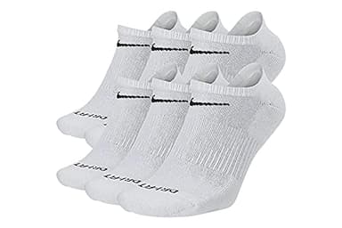 Nike Everyday Plus Cotton Cushioned Dri-Fit Ankle Socks (6 Pair) (White/Black, Large)