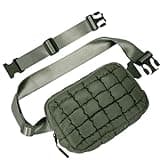 Puffer Crossbody Bag for Women – Plus Size Friendly Belt Bag – Quilted Fanny Pack w/Extender – Extra Long Strap 75" Fits XS-12X – Mini Puffer Bag for Travel Gym Trending Gift for Women (Bean green)