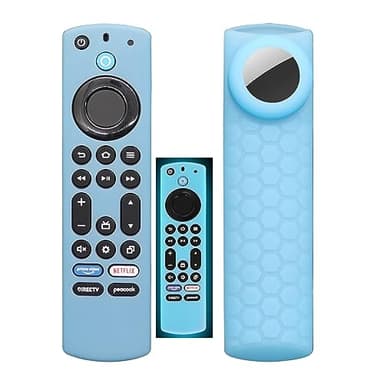 CT-RC1US-21 Remote Cover with Hole for Airtag and Tile Sticker (Glow in The Dark) Compatible for NS-RCFNA-21 Insignia/Toshiba Fir tv Remote,for TV Omni Series and 4-Series (Glow Blue)