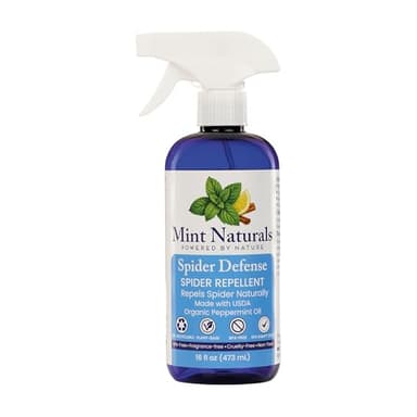 Mint Naturals Spider Repellent Spray – USDA Organic Peppermint Oil Scent for Indoor Areas, Offices, Garages, RVs & Cabins – Plant-Based Mint Home Spray for Storage & Entry Points – 16 oz USA