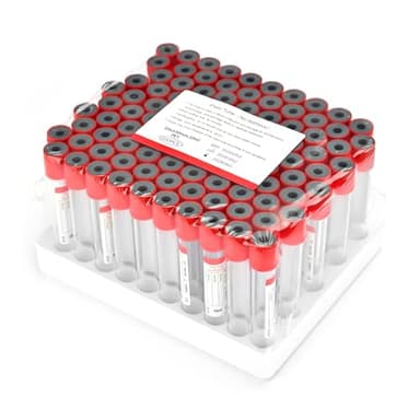 BeHerk Blood Collection Tubes 10ml Plain Tube Lab Vacuum Collecting Tube for Lab Test Tubes Pet Animals Veterinary 100 Pcs Wrap Packaging