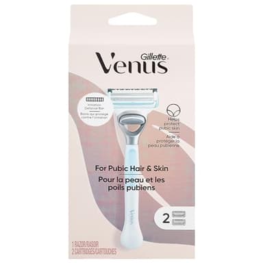 Gillette Venus Intimate Grooming Razors for Women, Bikini Razors for Women, 1 Venus Razor Bikini Trimmer, 2 Razor Blade Refills, Pink, (Package May Vary), Holiday Gifts for Women