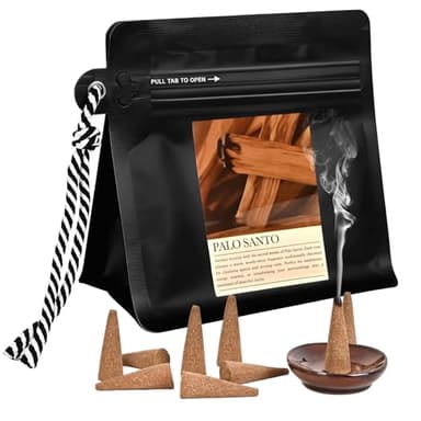 Palo Santo Incense Cones 30 Pcs with Holder - Natural Scent for Meditation & Space Cleansing