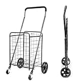 MaxWorks 50545 Heavy-Duty Folding Shopping Cart for Groceries, 90 lbs Capacity, 360° Swivel Wheels, Collapsible Utility Cart for Laundry, Condo, Travel, and Transport