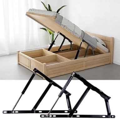 JinBoCheng 2 Pack Heavy Duty Hydraulic Bed Lift Mechanism,66kg Load Capacity,Foldable Spring HingeDesign forhydraulic Lift up Storage Bed Lifting Gas Spring or Sofa Bed kit Space Saving Project