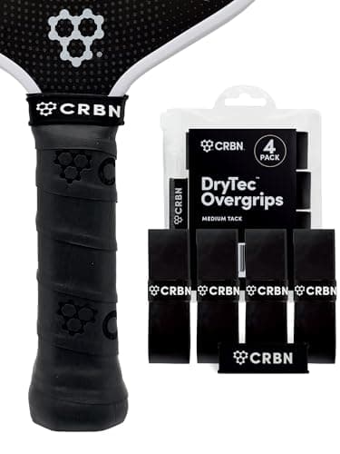 CRBN Pickleball - Drytec™ Overgrips - Pickleball Paddle Grip Tape - Absorbs Shock & Moisture - 4-Pack, Black