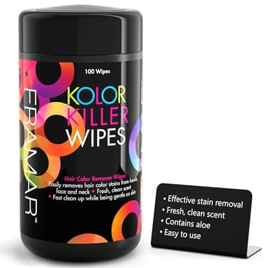Framar Kolor Killer Wipes – Hair Dye Remover For Skin, Hair Color Remover For Dyed Hair, Gentle on Skin, Pleasant Scent – Wipes Dispenser of 100