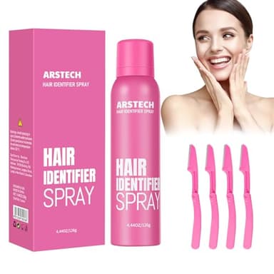 Hair Identifier Spray for Face Shaving Dermaplaning Tool Skin Body Dermaplaning Spray for Women with 4 Face Razor for Face Shaver Hair Removal Kit Excess Hair Dermaplane Razor for Women Face