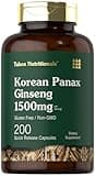 Tahoe Nutritionals Korean Ginseng Extract Capsules 1500 mg | 200 Capsules | Non-GMO and Gluten Free Formula | Standardized Panax Ginseng Supplement