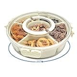 manaraha Snackle Box Container with Lid and Handle,Rotating Snack Spinner, Fridge Organizer and Deli Containers,Kids and Adults Snack Boxes,Spice Tray, Fruit Platter for Party and Picnic (10" L)