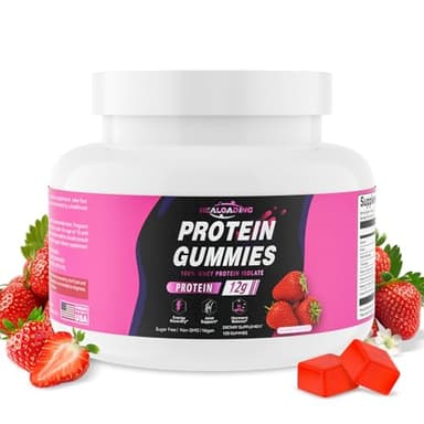 HEALOADING Whey Protein Gummies for Adults：12g Whey Protein Isolate, with B Vitamins for Immune Support & Daily Energy Booster Mixed Berries Flavor - Gluten Free, Non-GMO