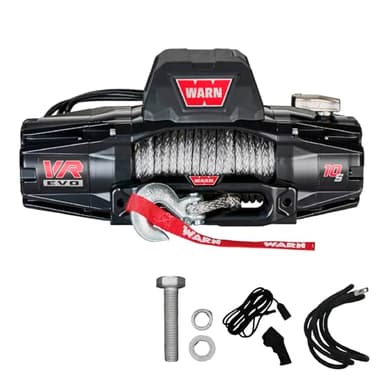 WARN VR EVO 10-S Electric 12V Winch – 10,000 lb Pull Capacity, Synthetic Rope, IP68 Waterproof, High-Performance Off-Road Recovery Winch for Trucks, Jeeps, and SUVs