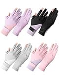 Fourluoo 4 Pairs Women UV Protection Touchscreen Gloves Full Finger Sun Protection Driving Gloves for Summer Outdoor Cycling(Fresh Color,Fresh Style)