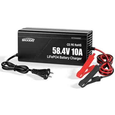 48V 10A LiFePO4 Battery Charger, 58.4V Lithium Battery Charger, Fast Charging, Over-Current and Over-Voltage Protection for 48V Lithium Iron Phosphate Batteries