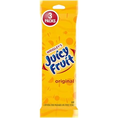 JUICY FRUIT Gum, Original Chewing Gum, Bulk Candy Individually Wrapped, 45 Count, 3 Packs, Bulk