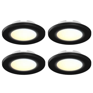 JULLISON 4 Inch LED Mini Surface Mount Light, Recessed Trim, Small Flush Mount Ceiling Light for Hallway, Bathroom, Kitchen, 120V, 60W Replacement, 5CCT Selectable, ETL, Wet Rated, Black/4 Packs