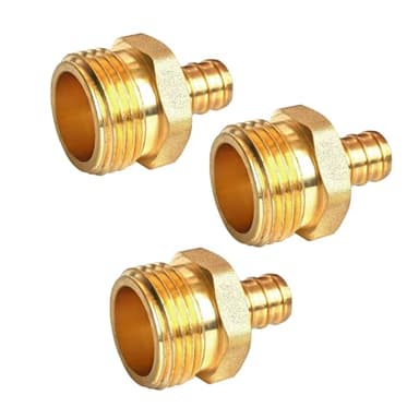 TALEGEN 3 pcs 1/2" PEX Male x 3/4” GHT Male Connector, Brass Pex Fitting, Garden Hose Adapter for PEX Plumbing, Garden Hose, and Irrigation Systems