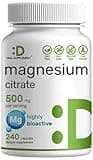 DEAL SUPPLEMENT Magnesium Citrate 500mg, 240 Capsules | Easily Absorbed, Purified Trace Mineral – Muscle, Heart, & Digestive Support – One a Day, Non-GMO