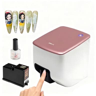 factildfulzhan 3D Smart Art Nail Printer, High Resolution 4800DPI Nail Art Printing Device, Portable & App Controlled, Smart Nail Shape Detection for Custom Manicure, DIY Gift for Women