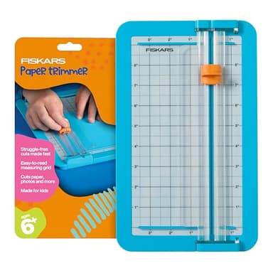 Fiskars Kids Junior Paper Trimmer – Turquoise Safe and Easy Paper Cutter for Crafting and School Projects 7 x 11.5 Inches