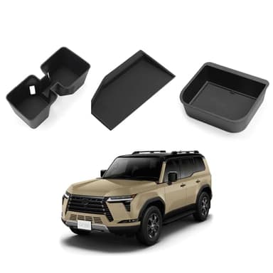 smabee 3PCS Fit for 2024 2025 2026 Lexus GX 550 GX550 Center Console Cool Box Organizer + Wireless Charging Protective Mat + Cup Holder Insert Accessories Black