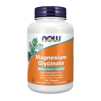NOW Foods Supplements, Magnesium Glycinate 100 mg, Highly Absorbable Form, 180 Tablets
