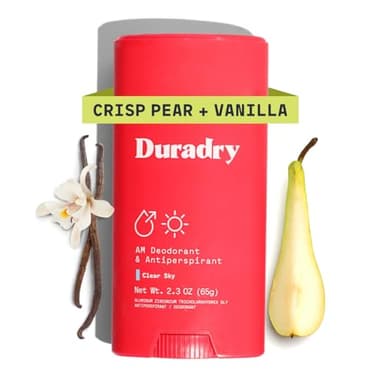 Duradry Clinical-Strength Antiperspirant Deodorant for Women and Men – Clean Formula with Natural Ingredients for Odor and Excessive Sweat Protection – Clear Sky (Crisp Pear + Vanilla)