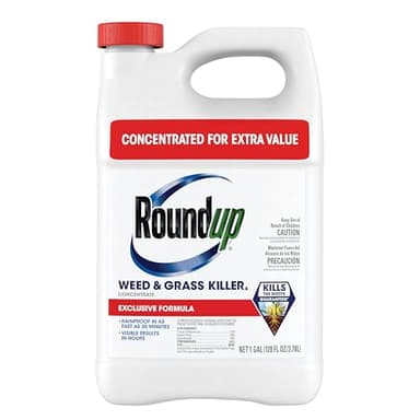 Roundup Weed & Grass Killer₄ Concentrate, Use in and Around Flower Beds, Walkways and Other Areas of Your Yard, 1 gal.