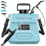 Battery Powered Garden Sprayer 2 Gallon, 7.4V Powerful Electric Backpack Sprayer, Weed Yard Lawn Sprayer with 5 Mist Nozzles & Retractable Wand & Adjustable Strap for Lawn, Garden, Yard