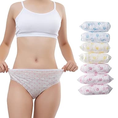 Women's Disposable Underwear Ladies Briefs Paper Printing Panties for Travel Hotel SpaHospital Stays Emergencies(7 Packs-L)