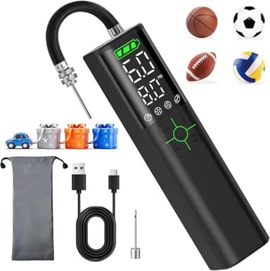 Calmara Z10 Electric Ball Pump for Sport Ball,2000mAh 15 PSI Portable Automatic Air Pump Fast Ball Inflator,Precise Pressure Gauge for Basketball Football Volleyball Soccer Easter Basket Stuffers Gift