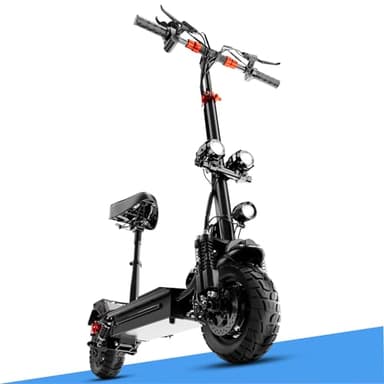 ES10 Dual Motor Electric Scooter for Adults with seat 25-30 mph Fast Speed 10 inch Foldable Off Road Heavy Duty 300 lbs e Scooter Mobility for Girls Men Teens 37-40 Miles Long Range e Scooters