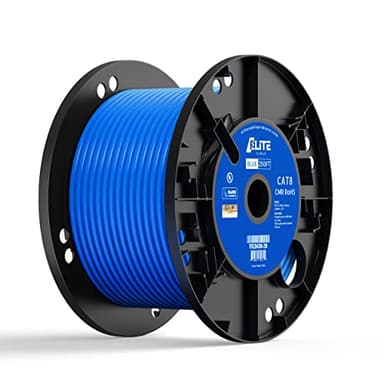 Elite 250ft. Cat8 Shielded Riser (CMR), 40Gb, 2000MHz, S/FTP 22AWG, Solid Bare Copper, UL Listed, ETL Listed, PoE++ (Blue, 250ft.)